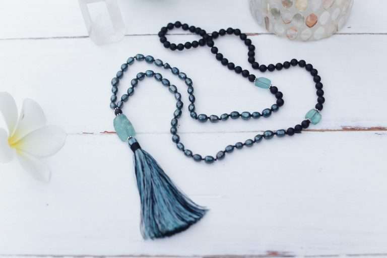 Image showing mala beads. Mala beads can be used in meditation or mantra practice.